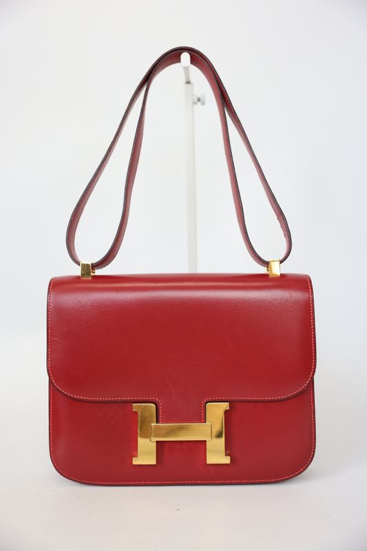 Hermes Constance 23 Bag, Red Rouge H Box Leather and Gold Hardware, Preowned in Dustbag WA001