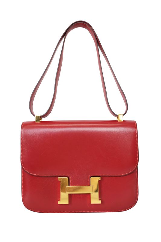 Hermes Constance 23 Bag, Red Rouge H Box Leather and Gold Hardware, Preowned in Dustbag WA001