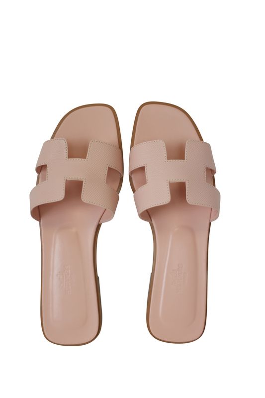 Hermes Shoes Oran Flat Sandals, Pink Leather, Size 38, New in Box WA001