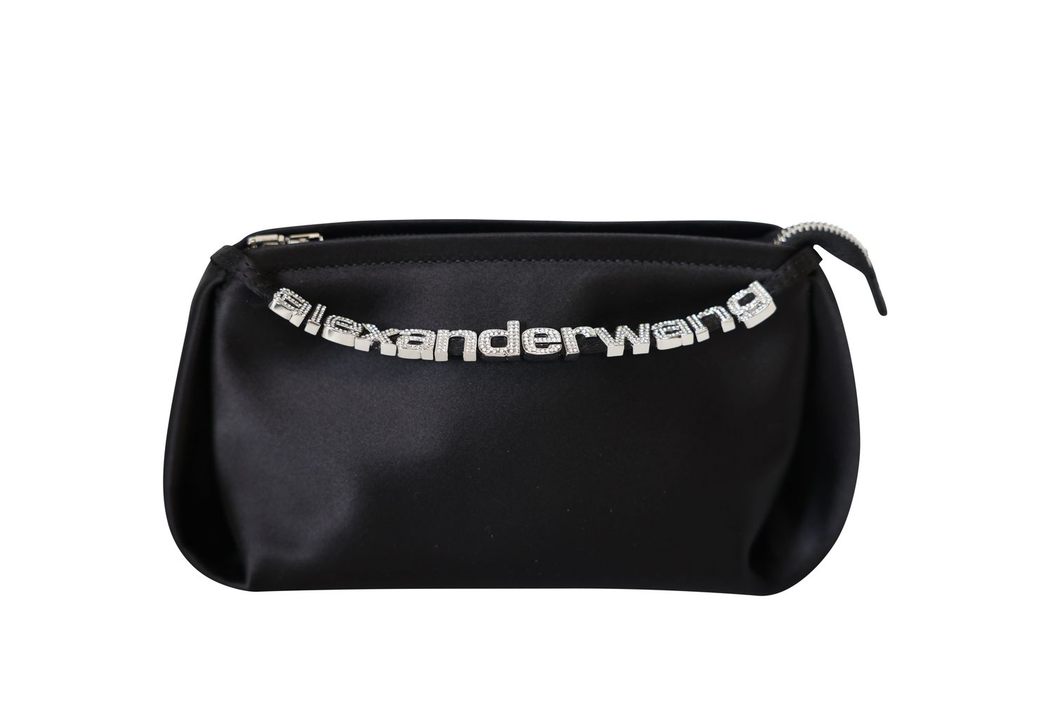 Alexander Wang Marquess Mini Bag, Black Satin and Crystal with Silver Hardware, Preowned No Dustbag WA001