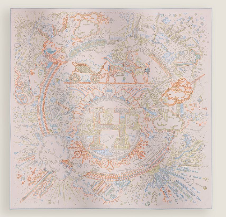 Hermes Silk Scarf, 90x90, New in Box MA001