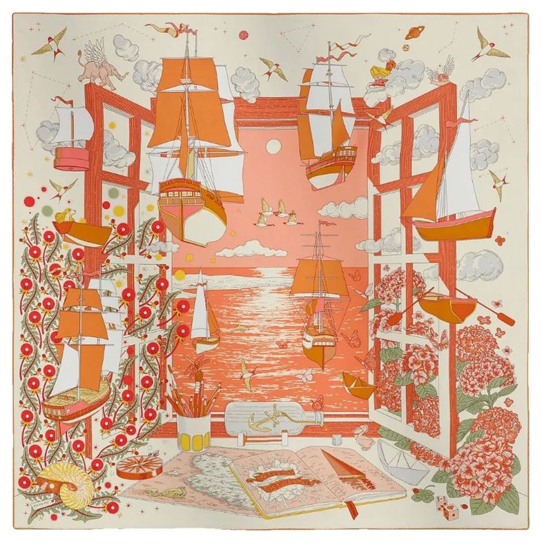 Hermes Silk Scarf, 90x90, New in Box WA001
