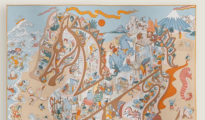Hermes Silk Scarf, 90x90, New in Box MA001