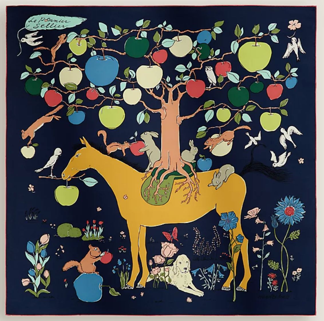 Hermes Silk Scarf, 90x90, New in Box MA001