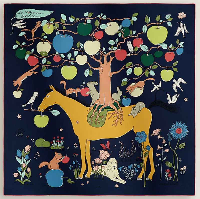 Hermes Silk Scarf, 90x90, New in Box MA001