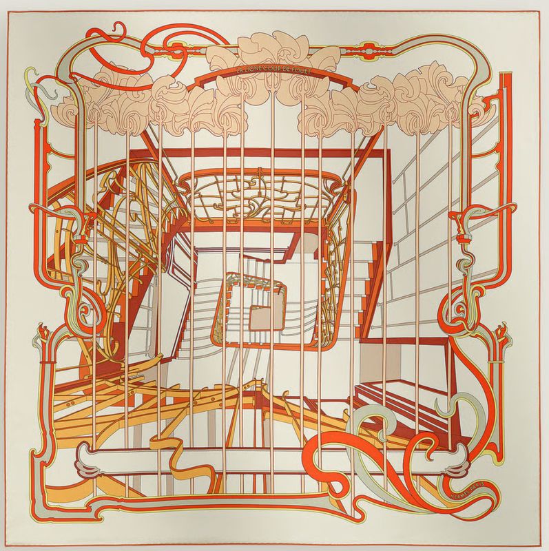 Hermes Silk Scarf, 90x90, New in Box MA001