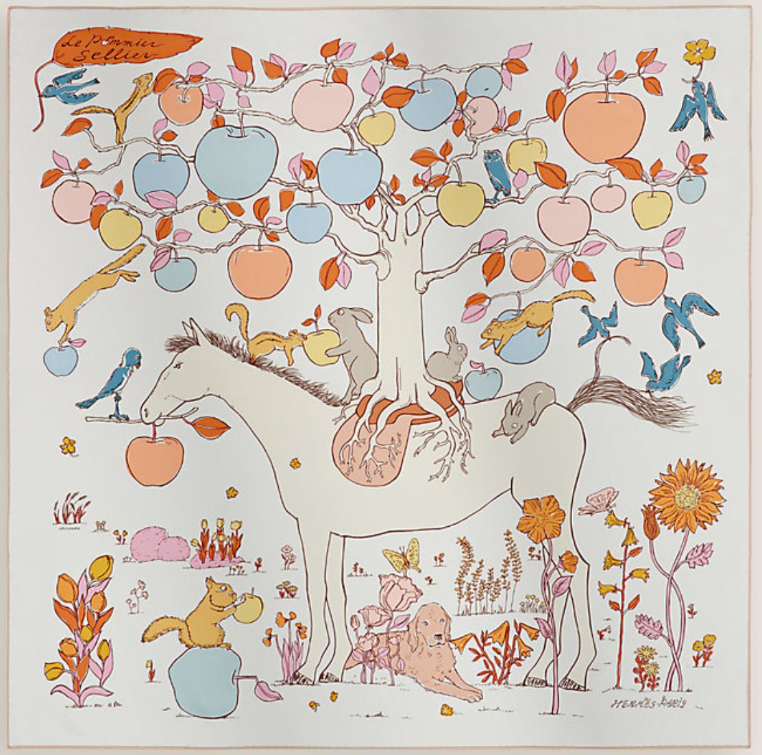 Hermes Silk Scarf, 90x90, New in Box MA001