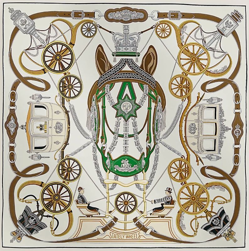 Hermes Silk Scarf, 90x90, New in Box MA001