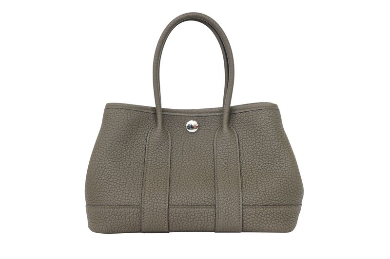 Hermes Garden Party 23 Mini Tote Bag, Green Gray Vert Loden Negonda Calfskin and Palladium Hardware, G 2026 Stamp, New in Box WA001