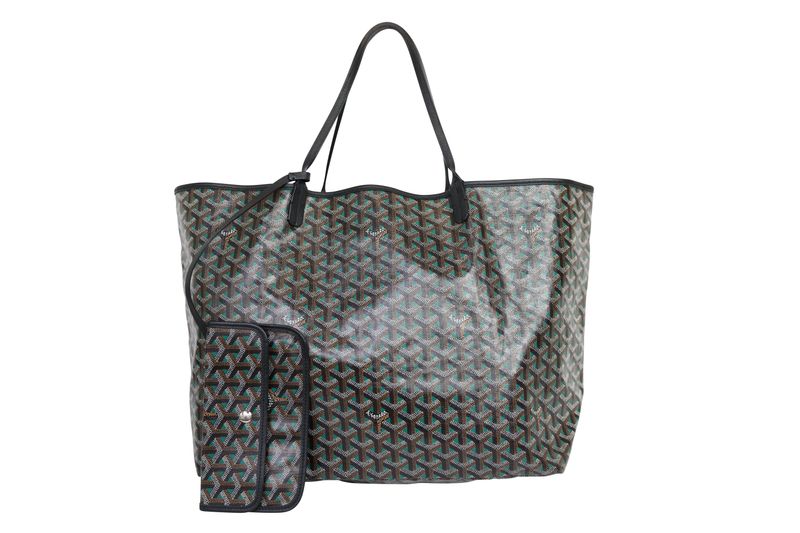 Goyard Saint Louis GM Tote Bag, Black Claire Voie Canvas and Leather Trim, Preowned in Dustbag WA001