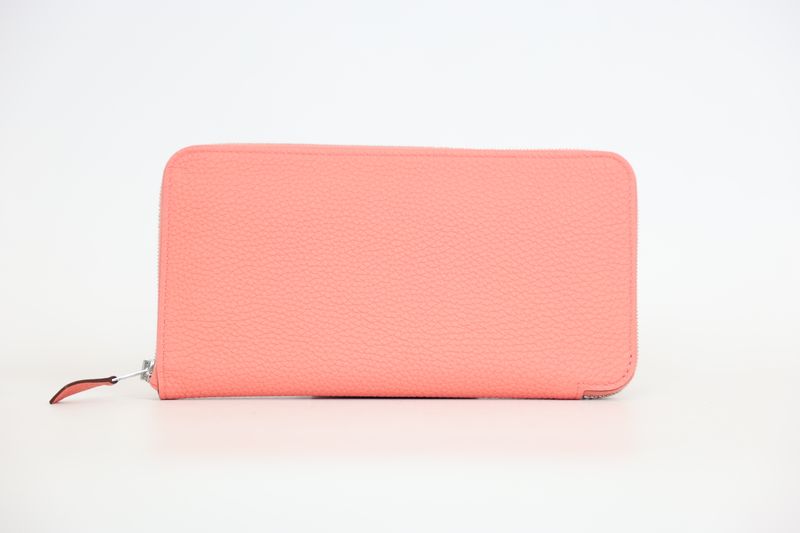 Hermes Azap Classique Wallet, Coral Peach Leather and Palladium Hardware, X 2016 Stamp, New in Box WA001