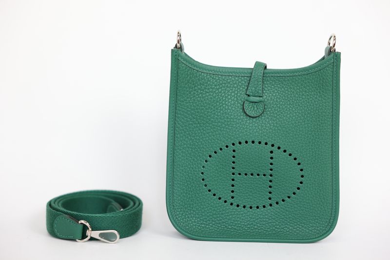 Hermes Evelyne 16 Amazone TPM Bag, Green Vert Moyen Taurillon Clemence Leather and Palladium Hardware, K 2025 Stamp, New in Box WA001