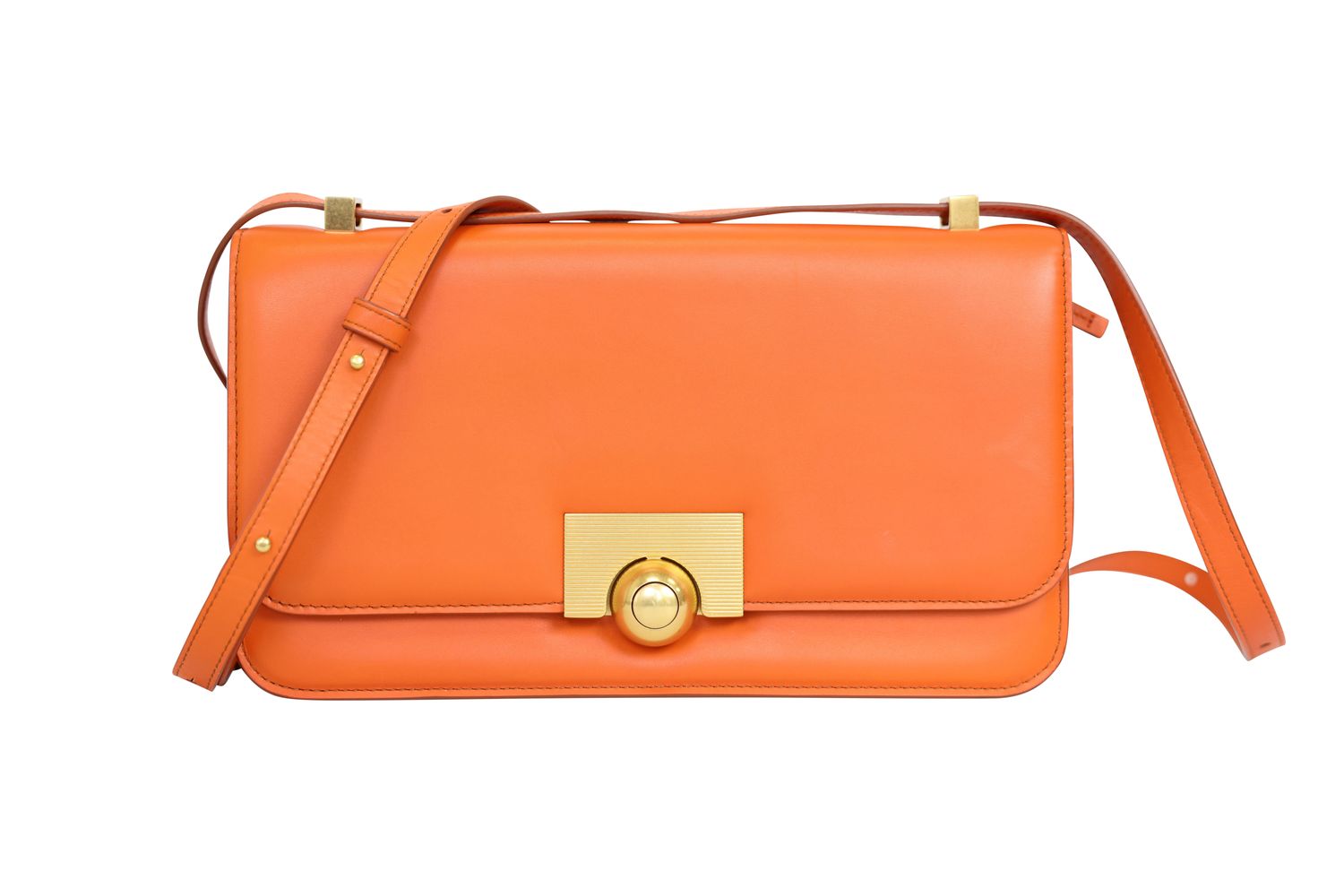 Bottega Veneta BV Classic Medium Bag, Orange Smooth Calfskin and Gold Hardware, Preowned in Dustbag WA001
