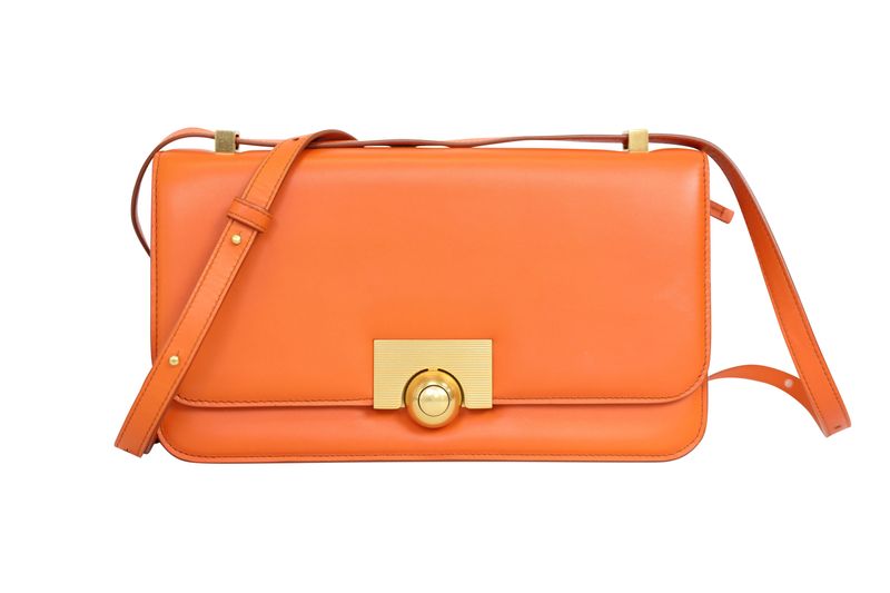 Bottega Veneta BV Classic Medium Bag, Orange Smooth Calfskin and Gold Hardware, Preowned in Dustbag WA001