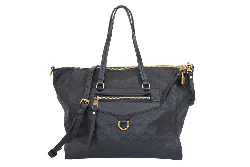 Louis Vuitton Lumineuse GM Handbag, Black Monogram Empreinte Leather and Gold Hardware, Preowned No Dustbag WA001