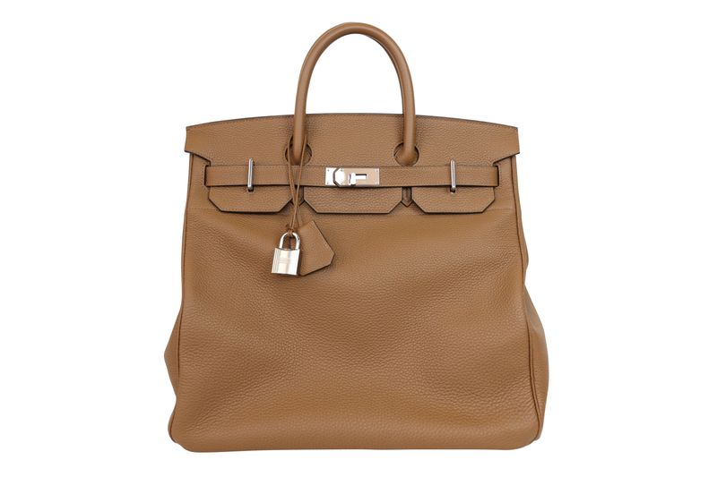 Hermes HAC Birkin 40 Handbag, Brown Togo Leather and Palladium Hardware, Z 2021 Stamp, Preowned in Dustbag WA001