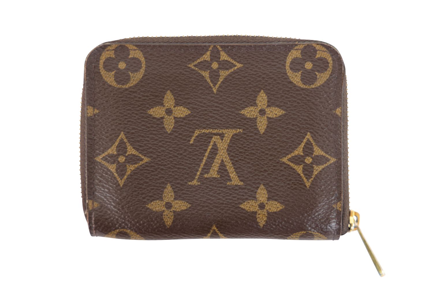 Louis Vuitton Zippy Coin Purse, Brown Monogram Canvas and Gold Hardware, Preowned No Dustbag WA001
