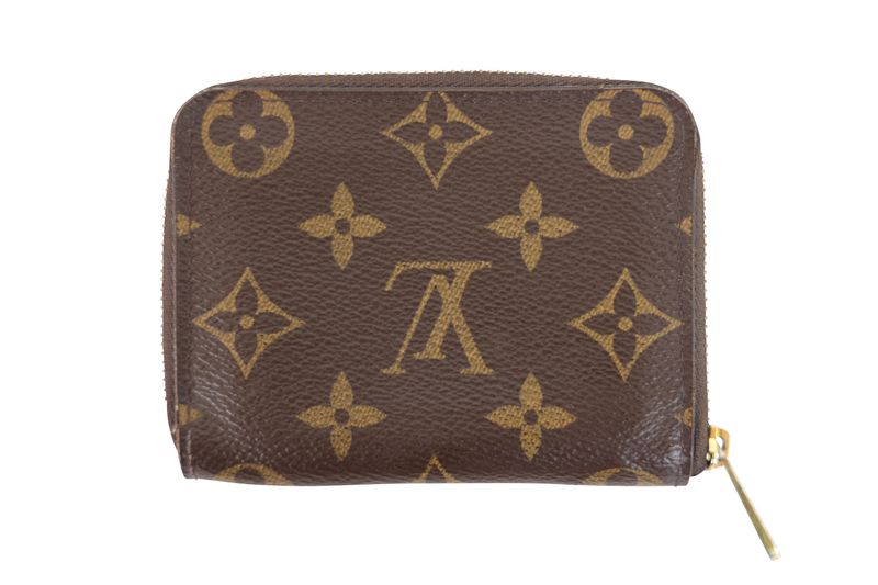 Louis Vuitton Zippy Coin Purse, Brown Monogram Canvas and Gold Hardware, Preowned No Dustbag WA001
