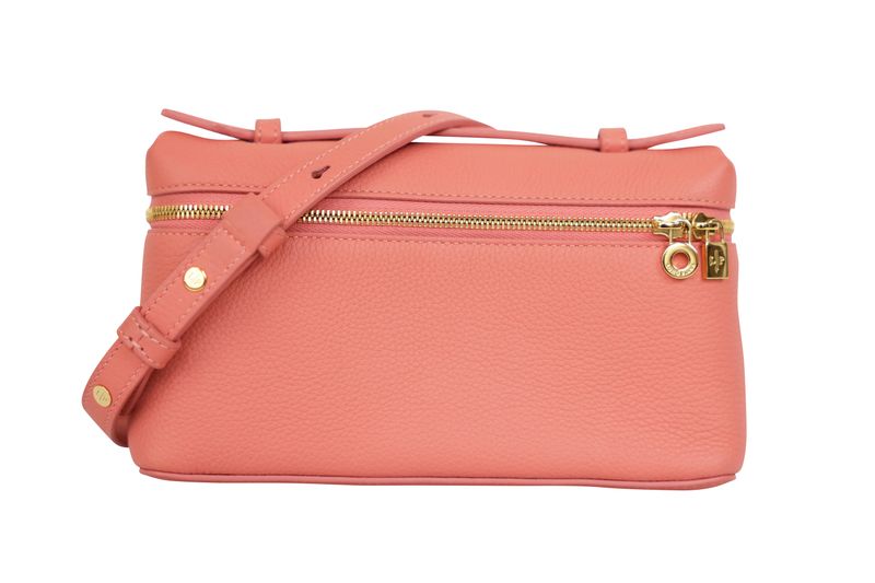 Loro Piana Extra Pocket L19 Bag, Coral Pink Grained Calfskin and Gold Hardware, Preowned in Dustbag WA001