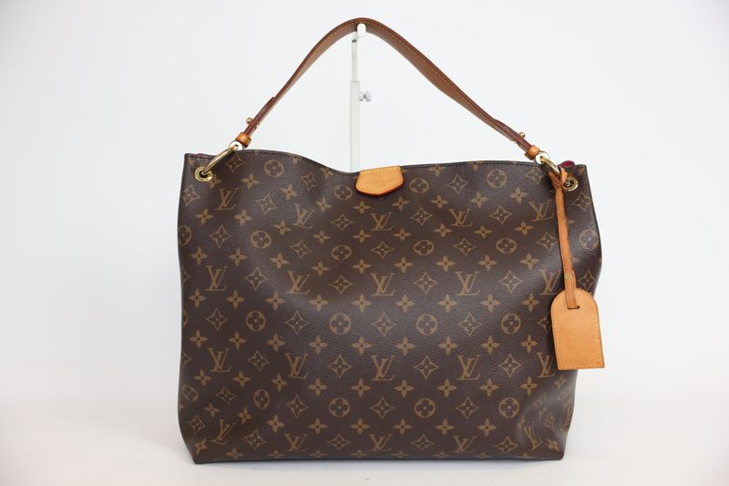 Louis Vuitton Graceful PM Shoulder Bag, Brown Monogram Canvas with Natural Cowhide and Gold Hardware, Preowned No Dustbag WA001