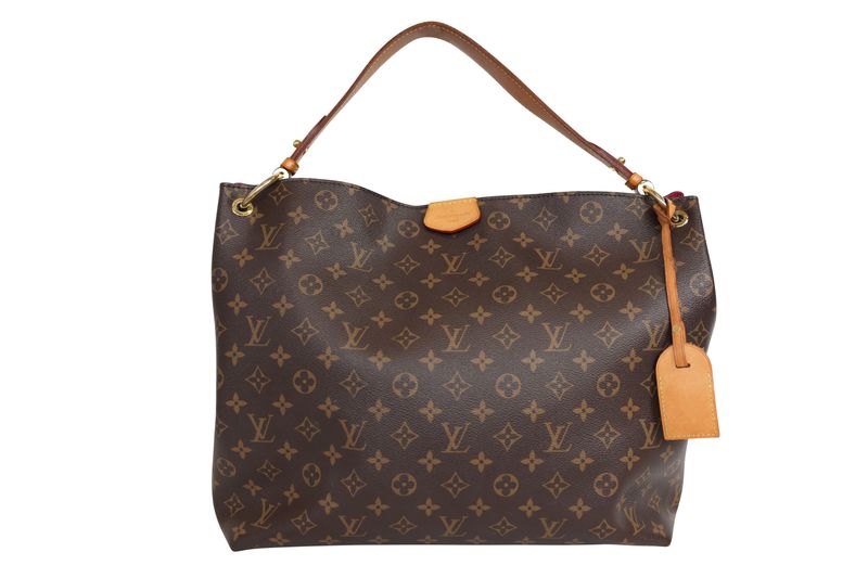 Louis Vuitton Graceful PM Shoulder Bag, Brown Monogram Canvas with Natural Cowhide and Gold Hardware, Preowned No Dustbag WA001