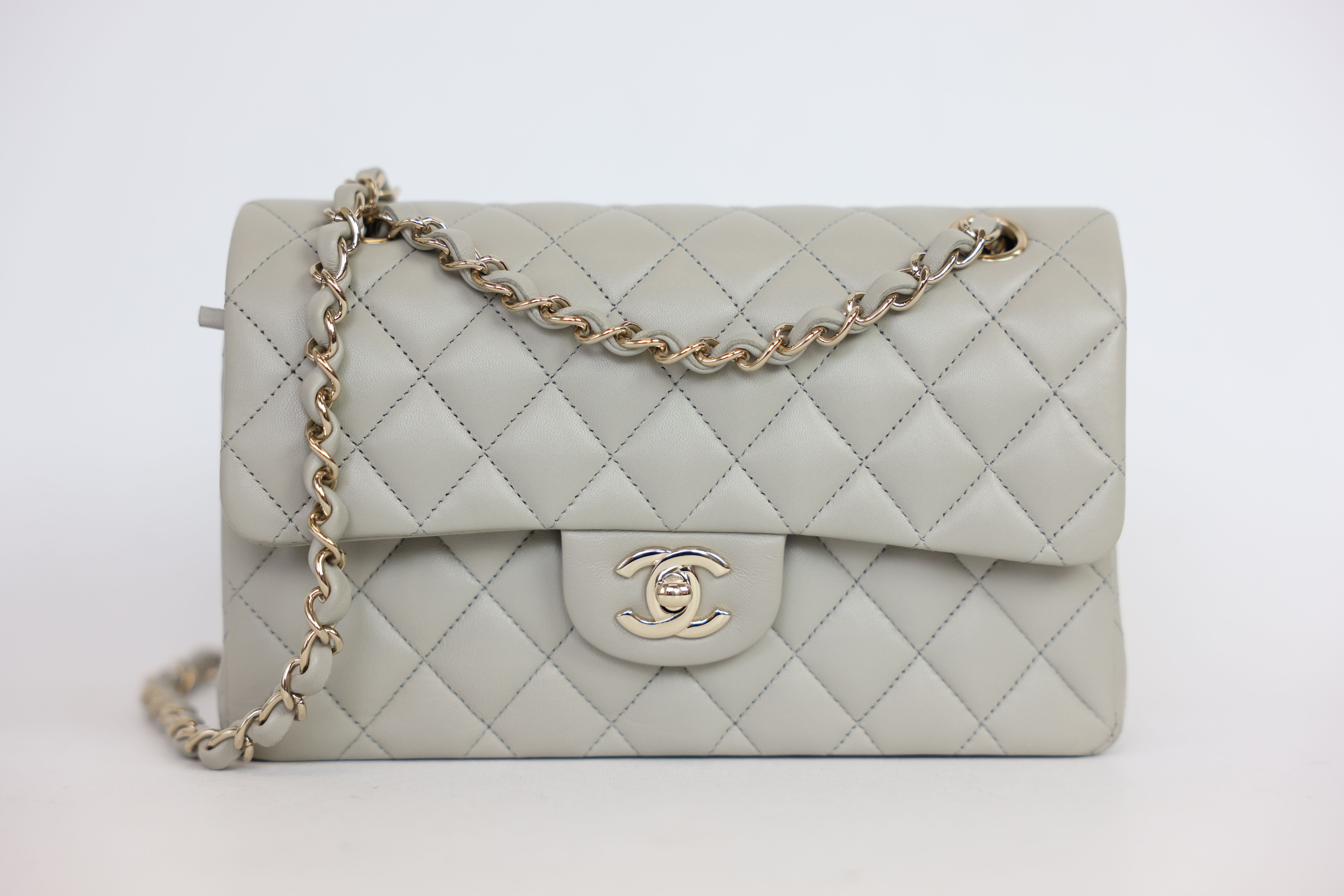 Chanel Mini Rectangular Top Handle, Two Tone Beige Lambskin with