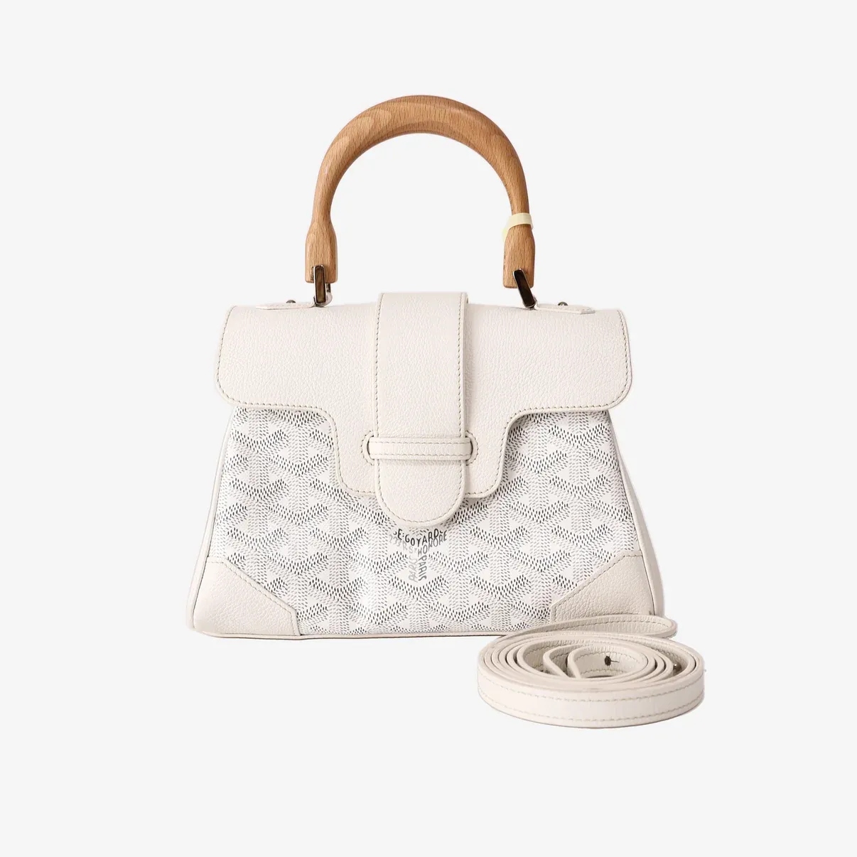 Goyard Saïgon Souple Mini Bag in White Goyardine Canvas with Chevroches Calfskin and Palladium Hardware, Box, Dustbag, Strap LND001