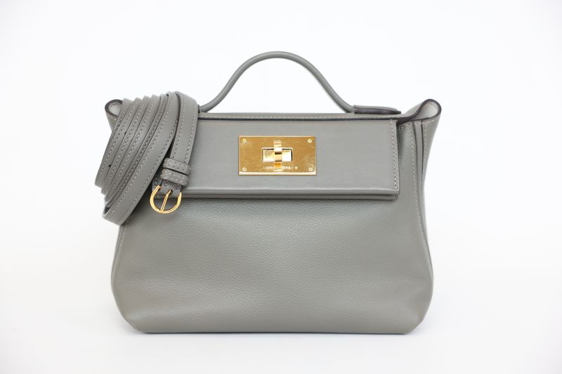 Hermes 24/24 21 Mini Bag, Gray Gris Meyer Leather and Gold Hardware, B 2023 Stamp, Preowned in Box WA001