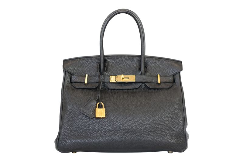 Hermes Birkin 30 Handbag, Black Togo Leather and Gold Hardware, R in Square 2014, Preowned in Dustbag WA001