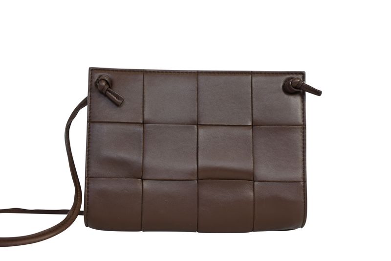 Bottega Veneta Cassette Mini Bag, Brown Intreccio Leather, Preowned in Dustbag WA001