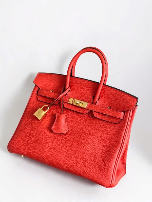 Hermes Birkin 25, Orange Poppy Togo Leather, Gold Hardware, Preowned In Dustbag KJRB088 Hermes Birkin 25, Orange Poppy Togo Leather, Gold Hardware, Preowned In Dustbag KJRB088
