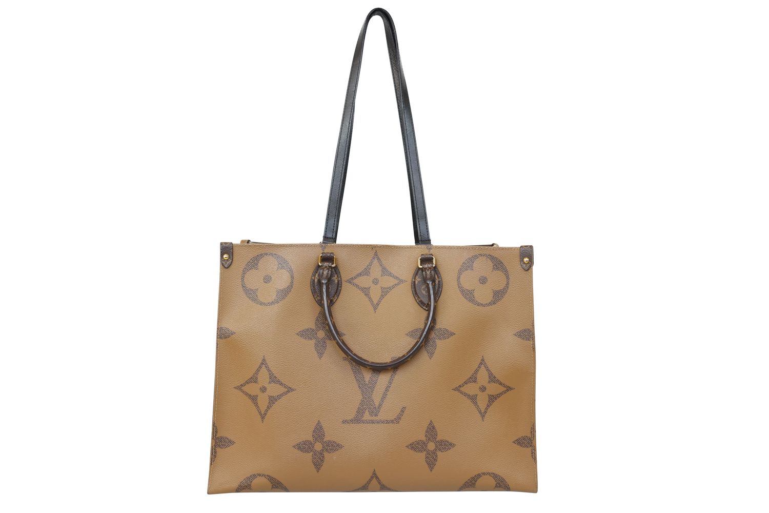 Louis Vuitton OnTheGo GM Tote Bag, Brown Monogram Giant and Reverse Monogram Canvas with Gold Hardware, Preowned in Dustbag WA001