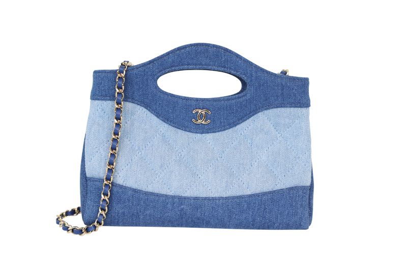 Chanel Nano 31 Mini Shopping Bag, Blue Quilted Denim and Gold Hardware, New in Box WA001