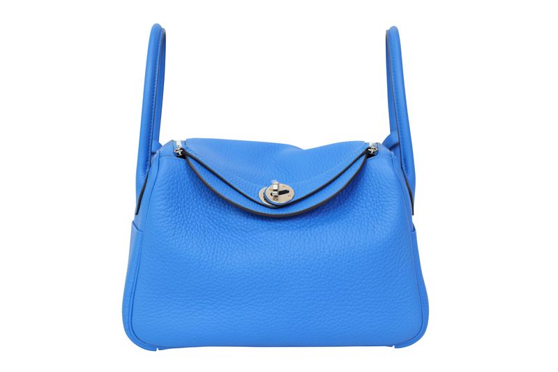 Hermes Lindy 26 Bag, Blue Bleu Hydra Clemence and Palladium Hardware, Preowned in Box WA001