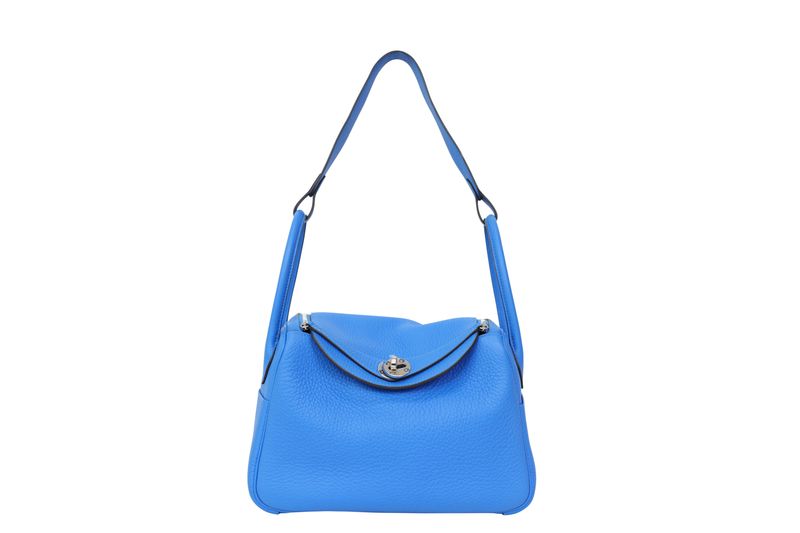 Hermes Lindy 26 Bag, Blue Bleu Hydra Clemence and Palladium Hardware, Preowned in Box WA001