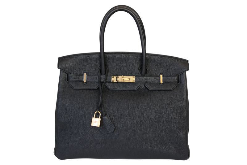 Hermes Birkin 35 Handbag, Black Togo Leather and Gold Hardware, X 2016 Stamp, Preowned in Dustbag WA001