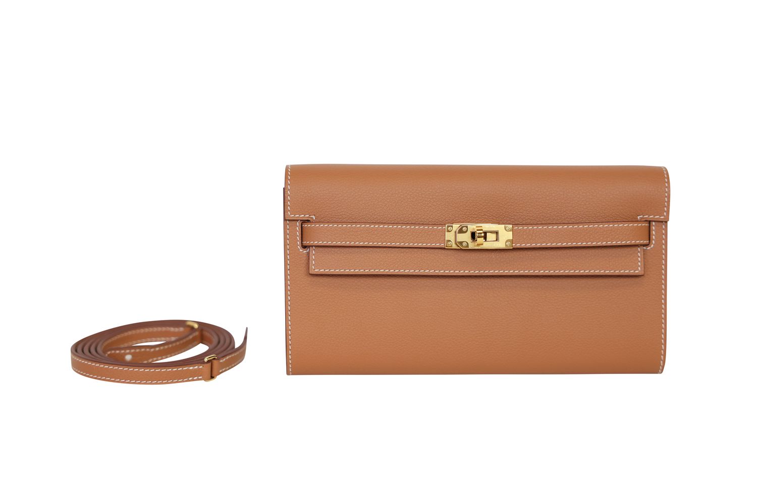 Hermes Kelly Classique To Go Wallet, Tan Gold Epsom Leather and Gold Hardware, K 2025 Stamp, New in Box WA001