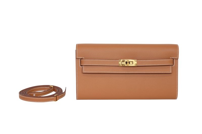 Hermes Kelly Classique To Go Wallet, Tan Gold Epsom Leather and Gold Hardware, K 2025 Stamp, New in Box WA001