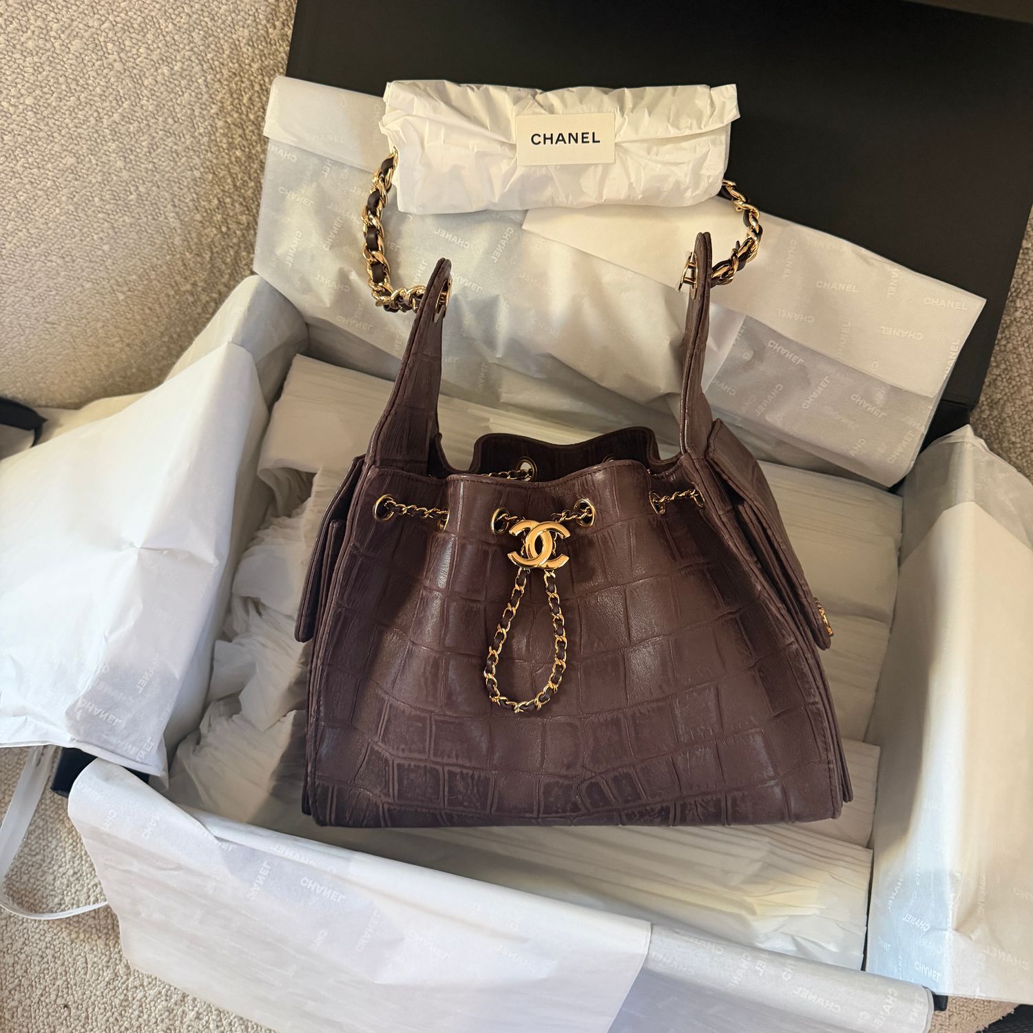Chanel 25, Small, Brown, New in Box MA001
