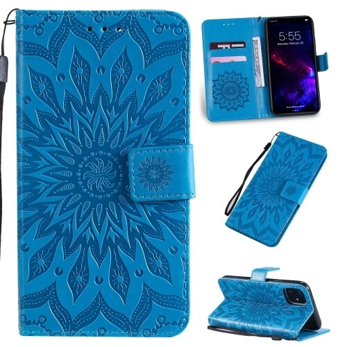 Pressed Printing Sunflower Pattern Horizontal Flip PU Leather Case for iPhone 11, with Holder &amp; Card Slots &amp; Wallet &amp; Lanyard