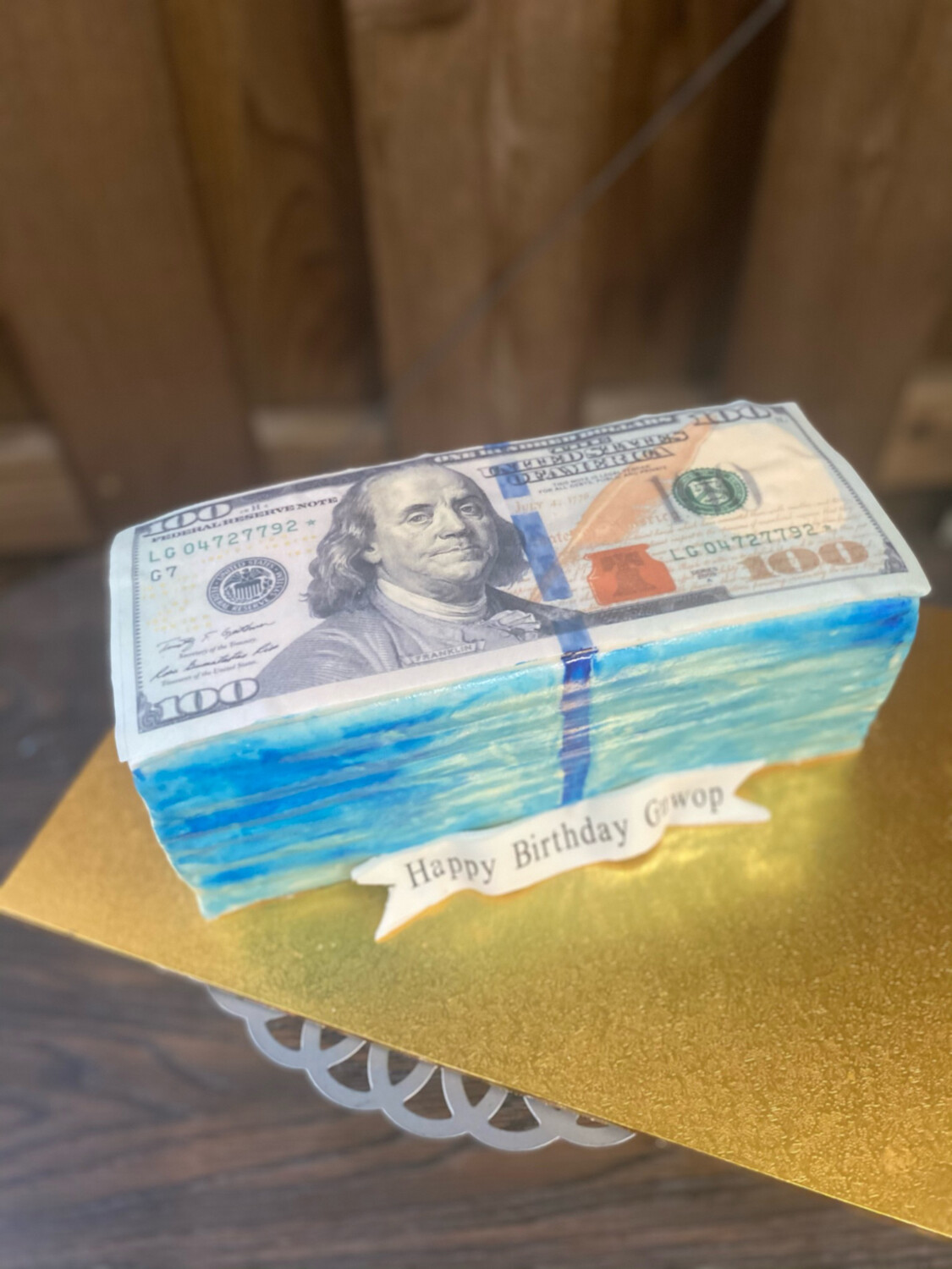 100 Dollar Bill Stack Cake 