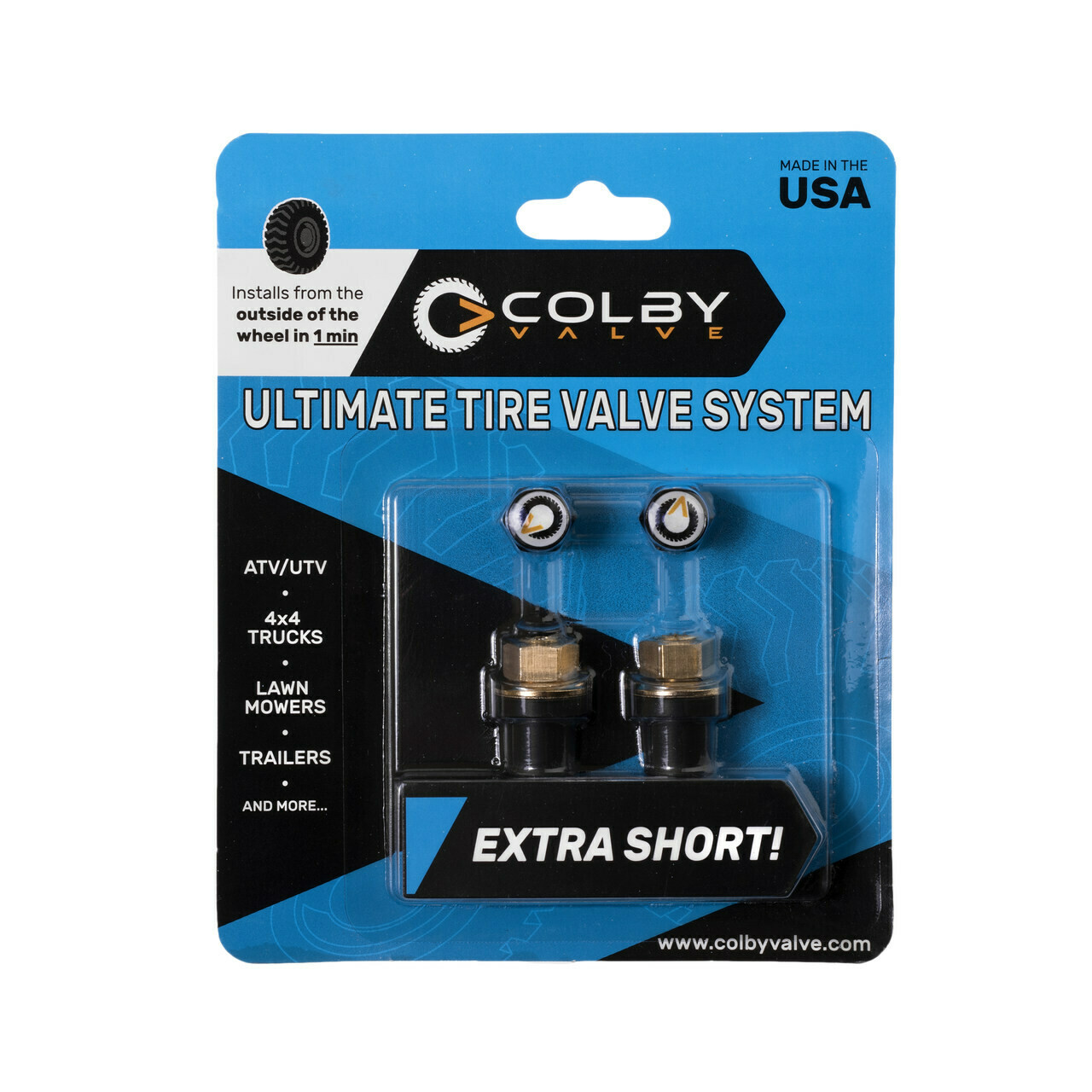 COLBY VALVE 2er Pack, Ultimate Tyre Valve System, EXTRA SHORT!!!