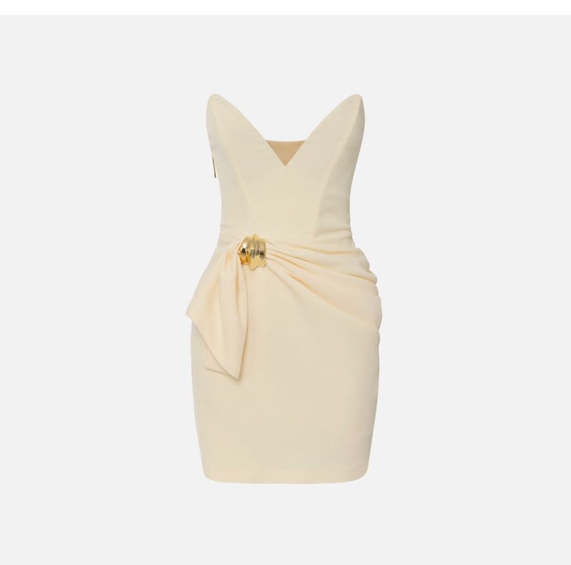 Abito in crêpe fluido con macro fiocco