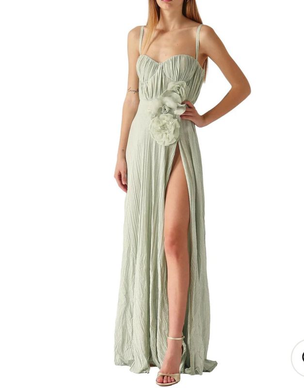 Abito Red Carpet in jersey lurex con fiore ricamato