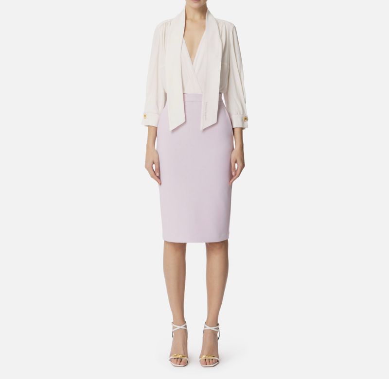 Abito in georgette e crêpe con piping