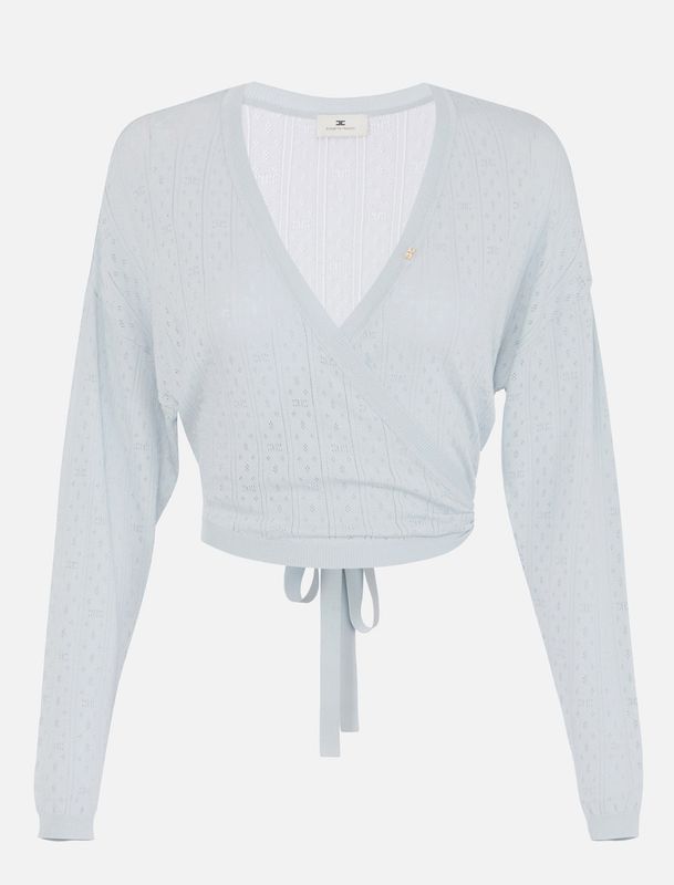 Cardigan in maglia con ricami à jour