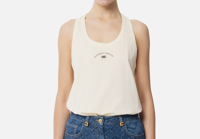 Canotta in jersey con logo