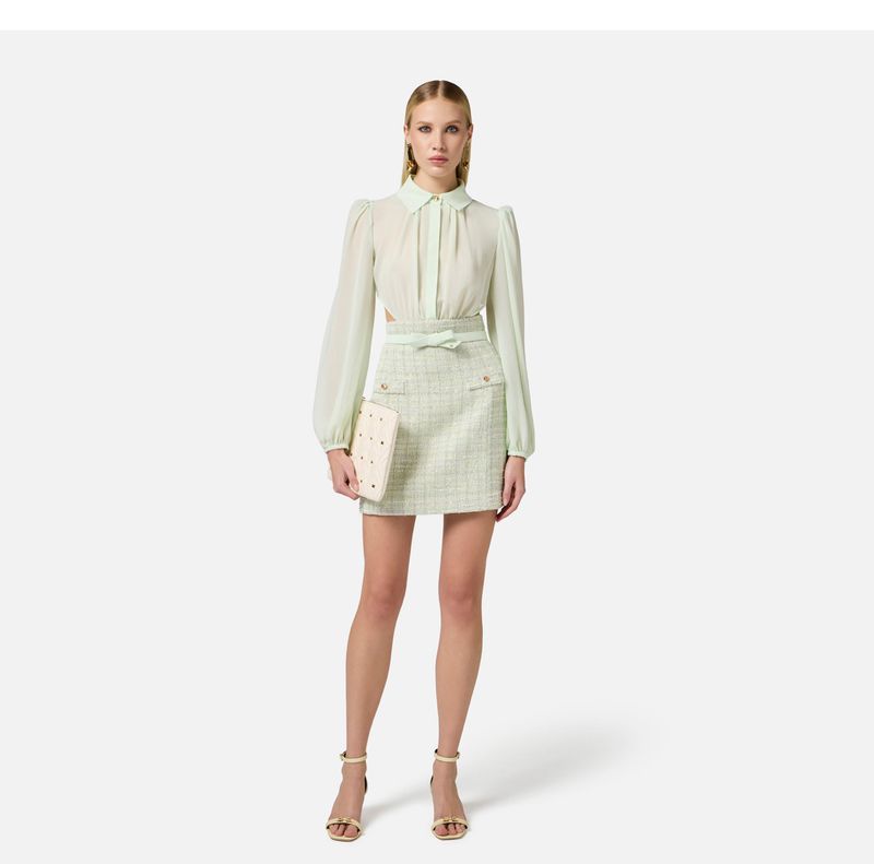 Abito in georgette e bouclé lurex