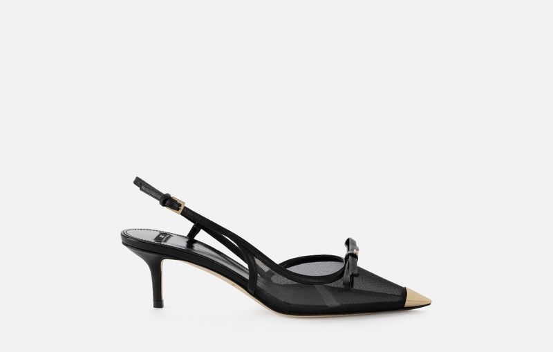 Slingback in nappa e rete
