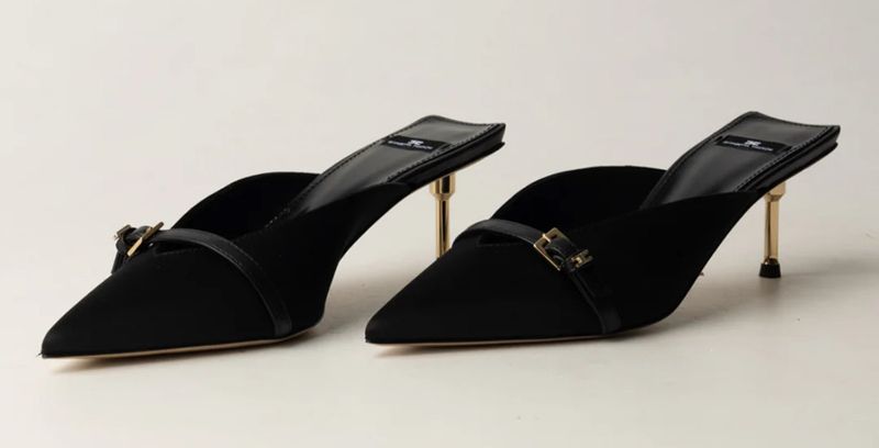 Mules con tacco scultura nero